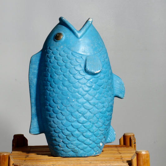 Vase poisson bleu en céramique